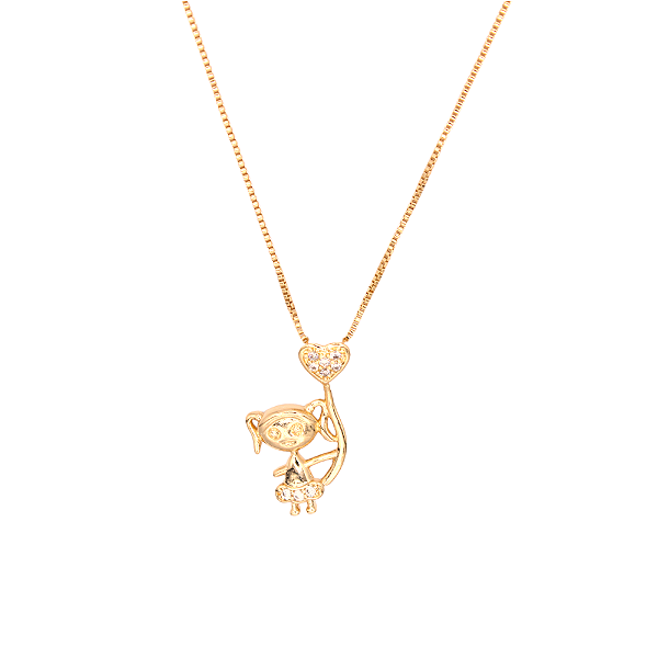 Gargantilha Menina Cravejada Banhada a Ouro 18K