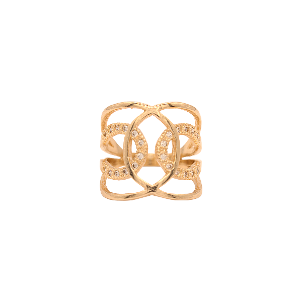 Anel Círculos Banhado a Ouro 18K