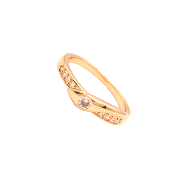 Anel Zircônias Banhado a Ouro 18K