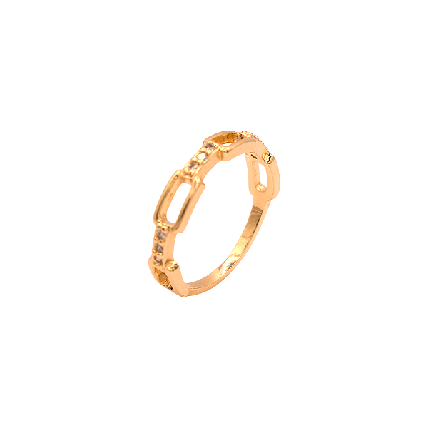 Anel Retângulos Liso Banhado a Ouro 18K