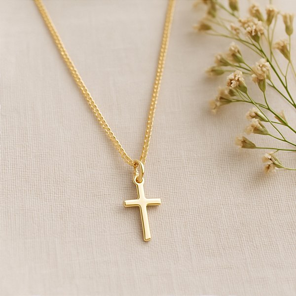 Colar Cruz Minimalista Ouro 18K