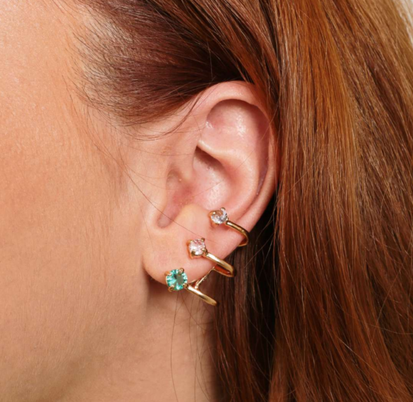 Brinco Ear Cuff com 3 Zircônias
