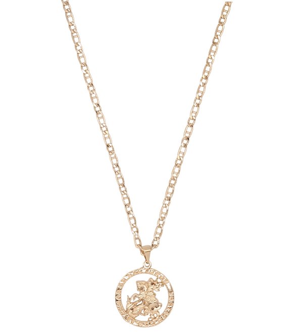 Gargantilha São Jorge Com Escrita Banhada A Ouro 18K 60Cm