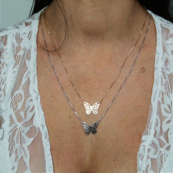 Escapulário borboleta e medalha "das minhas cicatrizes nasceram asas"