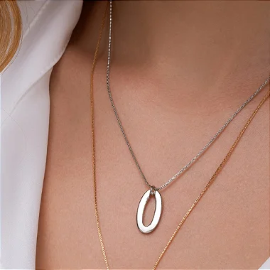 Colar Corrente Veneziana com Pingente Oval P