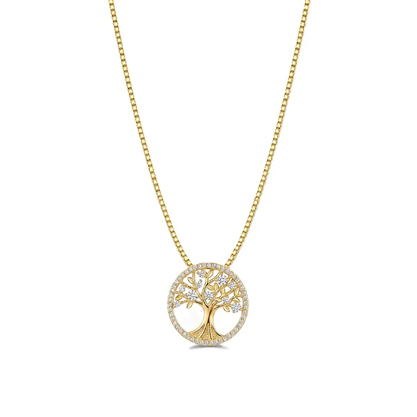 Colar Árvore Cravejado Banhado a Ouro 18K