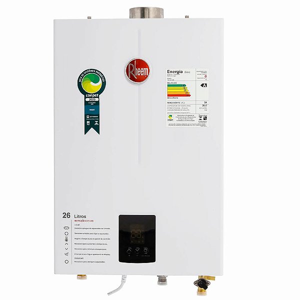 AQUECEDOR A GÁS DIGITAL RHEEM 26 LITROS GN