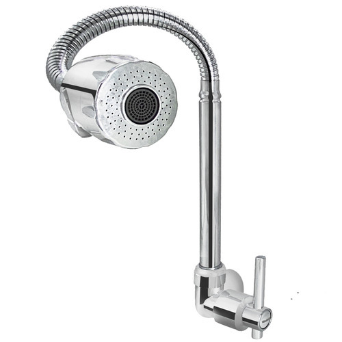 Torneira Flexível De Parede Dupla Função Jato E Spray Para Pia De Cozinha Sowshop Sow12 Metal Cromado
