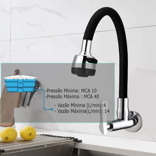 Torneira de Parede Cozinha 1/4 De Volta Luxo Sowshop SOW06