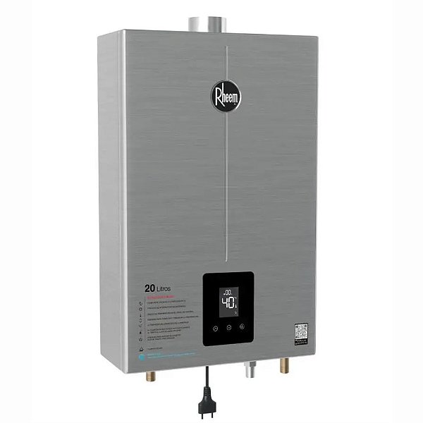 Aquecedor De Água A Gás 20 Litros Aço Inox Digital Wifi GLP Rheem