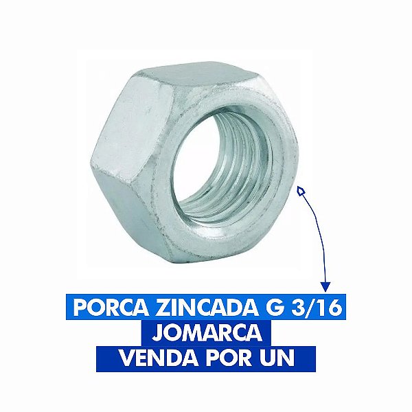PORCA ZINCADA G 3/16 JOMARCA VENDA POR 1 UNIDADE