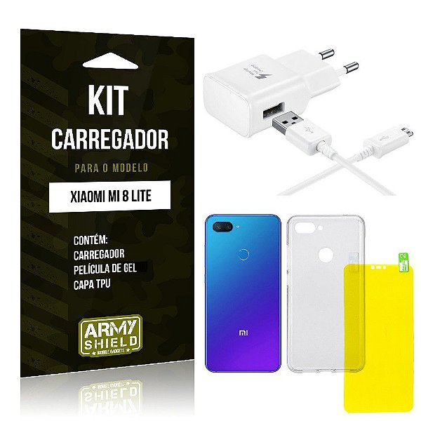 Kit Carregador Tipo C Xiaomi Mi 8 Lite Carregador + Película Gel + Capa -  Armyshield - Armyshield Mobile Gadget's | Loja Oficial