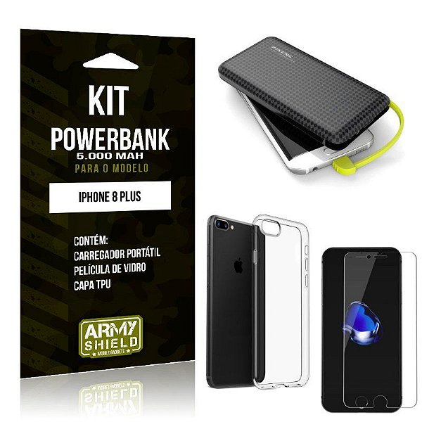 Kit Carregador Portátil 5K iPhone 8 Plus Powerbank 5000mah + Capa +  Película de Vidro - Armyshield - Armyshield Mobile Gadget's | Loja Oficial