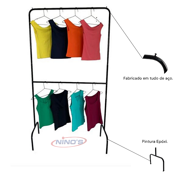 Cabideiro Duplo Preto Ninos