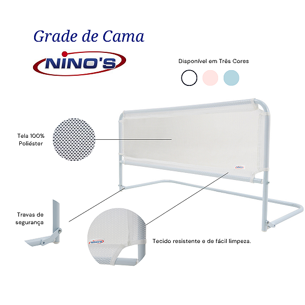 Grade de Cama Simples Branca Ninos