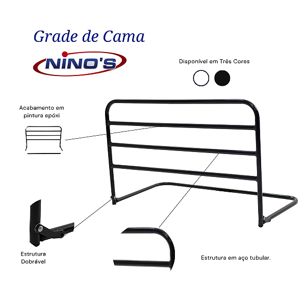 Mini Grade de Cama 100% Aço Preta Ninos