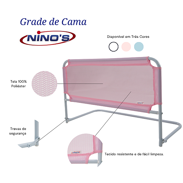Mini Grade de cama Simples Rosa Ninos