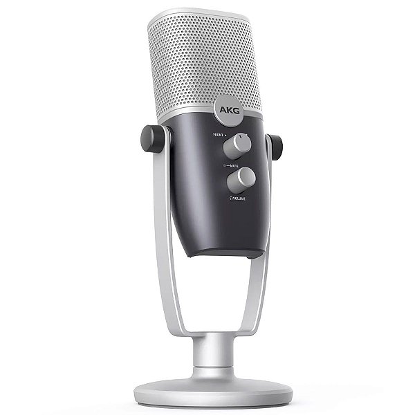 AKG Ara Microfone Condensador Profissional Gamer Podcast USB com Dois Padrões C22-USB