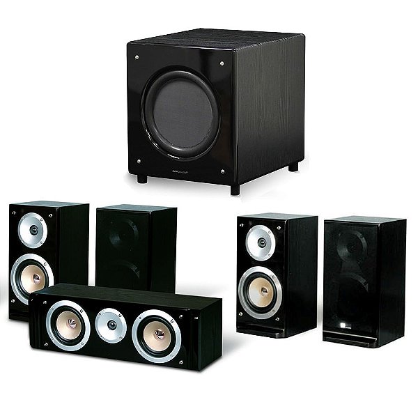 Conjunto Home Theater 5.1 Pure Acoustics QX900 com Subwoofer ativo