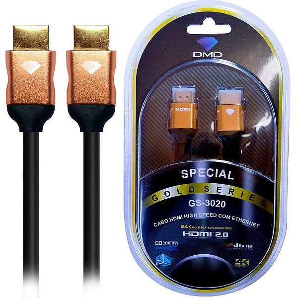 Diamond Cable GS-3020 7 Metros - Cabo HDMI 2.0 High Speed com Ethernet 18Gbps 3D 4K ARC