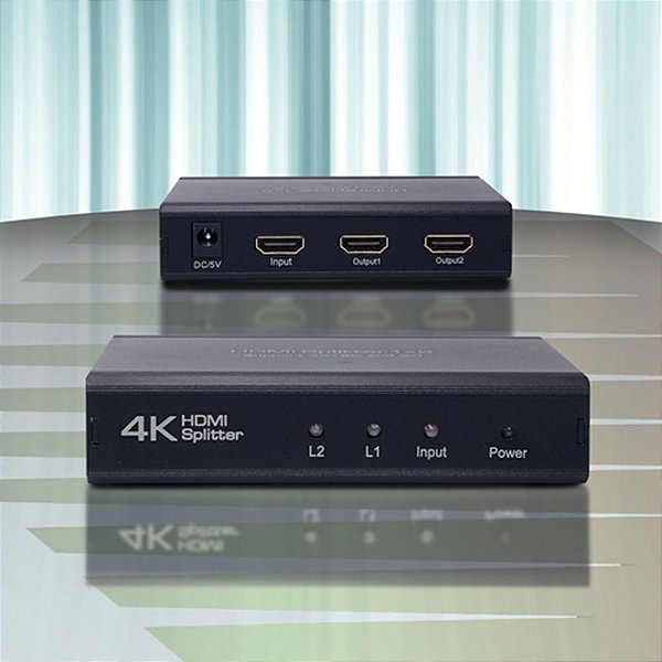 Diamond Cable HE-3112/4K - Divisor HDMI 4K UltraHD 1 IN x 2 OUT com AMP de sinal