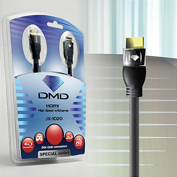 Diamond Cable JX-1020 3 Metros - Cabo HDMI High Speed com Ethernet 10.2Gbps 3D 4K ARC