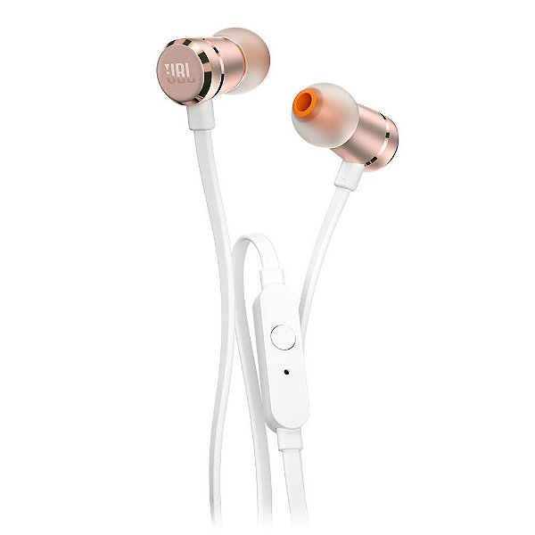 JBL T290 - Fones de ouvido Premium com microfone, PureBass, Estrutura de Alumínio Dourado Rose