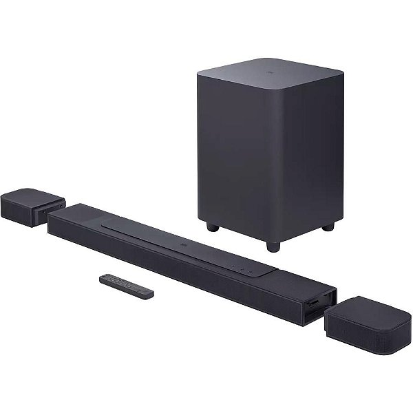 Soundbar JBL Bar 1000 7.1.4 Canais 440W RMS Subwoofer Alto-Falantes Surround Removíveis Bluetooth Dolby Atmos HDMI ARC Bivolt