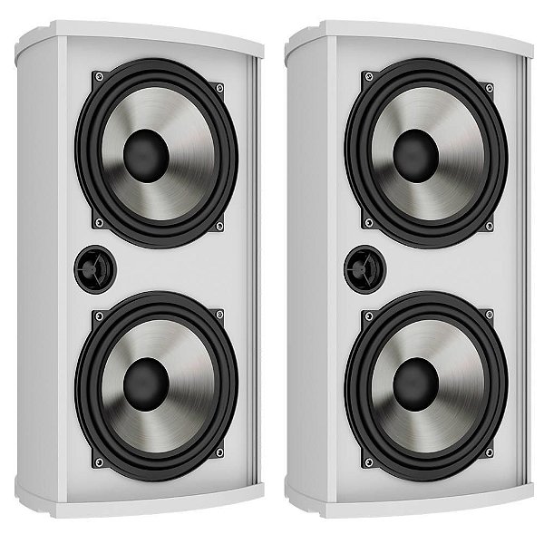 Loud AL5 120 - Par de Caixas Acústicas Externas Mini Coluna em Alumínio Extrudado All Weather 120W Branco