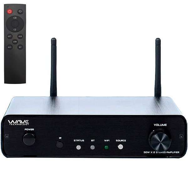 Wave One WAMP100W Amplificador Classe D de 2 canais com Wi-fi e Bluetooth