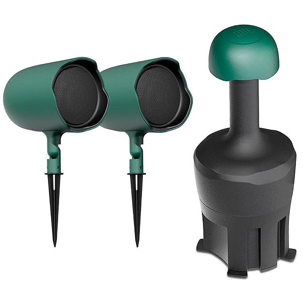 Kit 2.1 Som Ambiente de Jardim Outdoor Área Externa JBL Professional 1x Par de Caixas Acústicas Coaxial GSF6 GN + 1x Subwoofer GSB8 GN