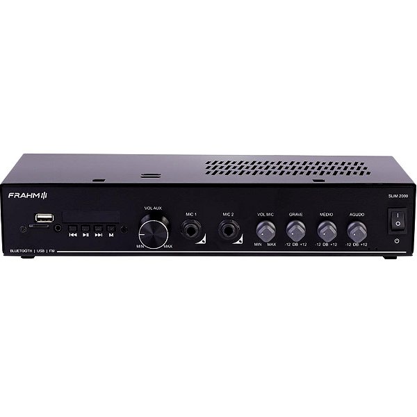 Amplificador Frahm Slim 2000 G6 120W 2 Ohms Bluetooth USB SC FM Auxiliar Bivolt