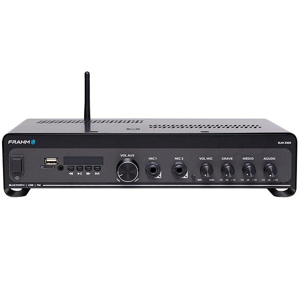 Amplificador Frahm Slim 3200 Optical G5 Bluetooth USB FM MicroSD Óptico P2 200W RMS