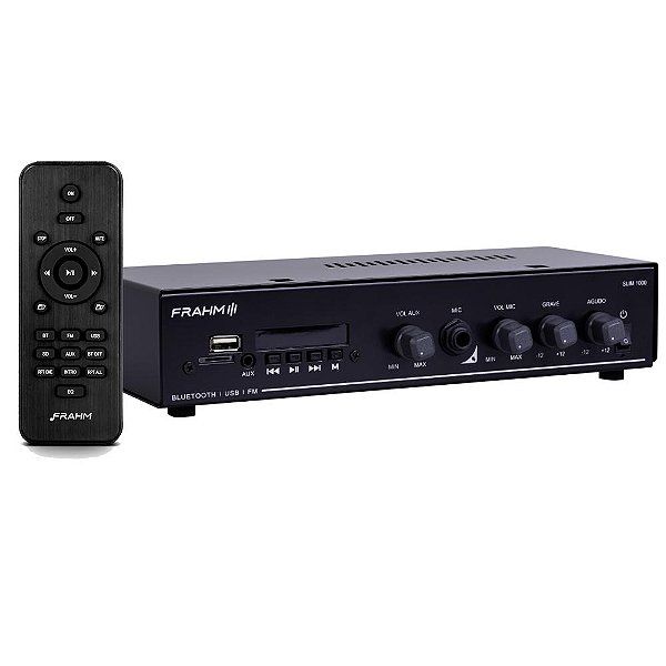 Amplificador Estereo Frahm Slim 1000 G5 Som Ambiente Bluetooth Usb Fm Aux MicroSD 40W RMS Bivolt