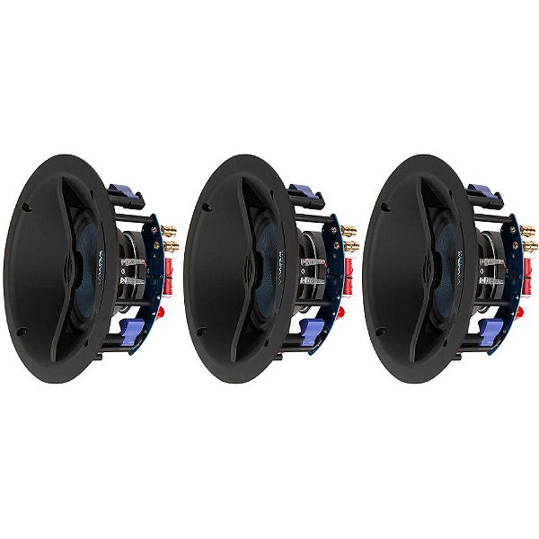 Kit 3.0ch 3 Unidades Caixa de Embutir Angulada Wave Sound WIN150 6,5" 150w  Tela Quadrada Branca