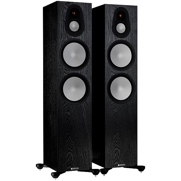 Par de Caixas Acústicas Torre de 3 Vias Monitor Audio Silver 500 7G 250W RMS 8 Ohms Preto Madeira