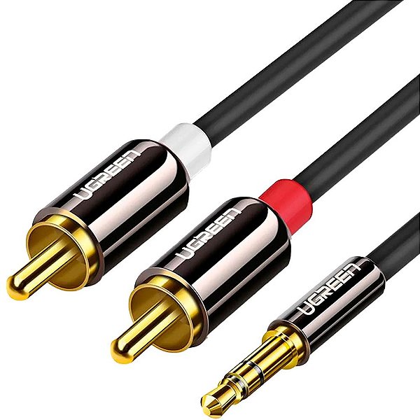 Cabo de Áudio Ugreen 3.5mm para 2Rca Macho/Macho 3 Metros Preto