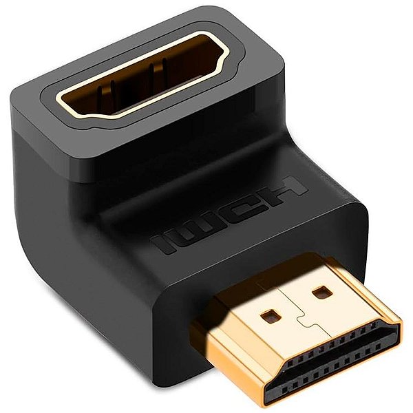 Adaptador HDMI 90 Graus Macho e Fêmea Ugreen 2.0 4K a 60Hz Conectores Banhados a Ouro (20109)