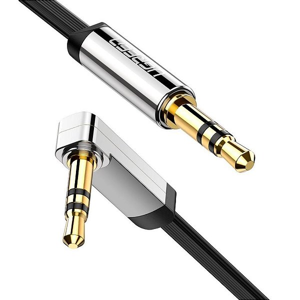 Cabo de Áudio Auxiliar P2 Stereo Plug 90 graus 1 Metro Ugreen 3.5mm (10597)