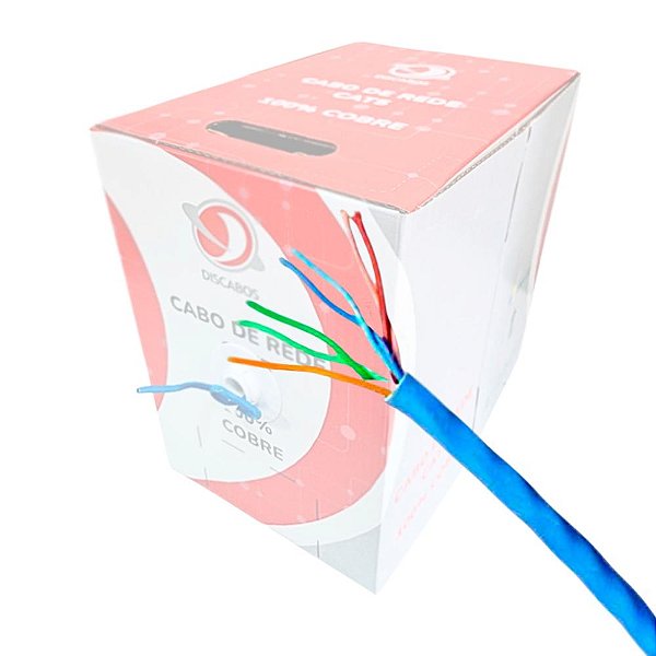 Cabo de Rede Alta Velocidade Discabos UTP CAT5E CMX AZ 100 MHz 24 AWG Azul 305 Metros
