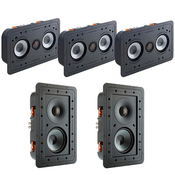 Kit 5.0 Monitor Audio Trimless Caixas Acústicas de Embutir 3x CP-WT140LCR + 2x CP-WT150