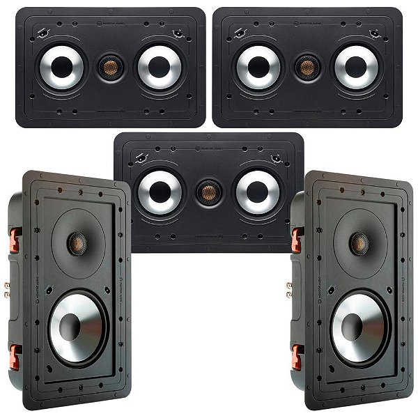 Kit 5.0 Monitor Audio Trimless Caixas Acústicas de Embutir 3x CP-WT240LCR + 2x CP-WT260