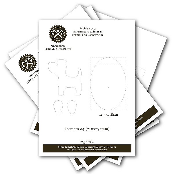 Molde para Impressão - Suporte para Celular em Formato de Cachorrinho