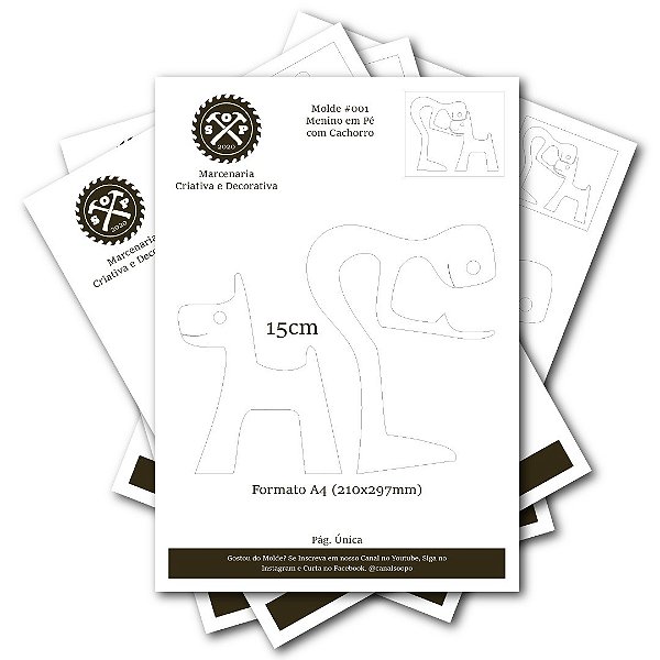 Molde para Impressão - Menino em Pé com Cachorro