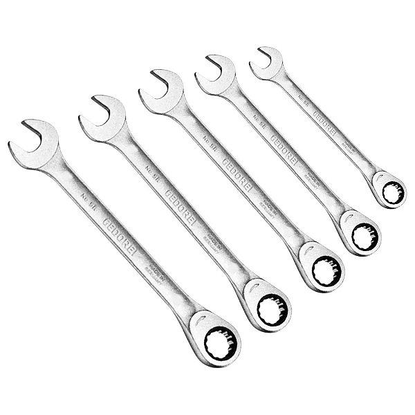 Jogo Chave Combinada Plana Com Catraca - 9R-5M - GEDORE