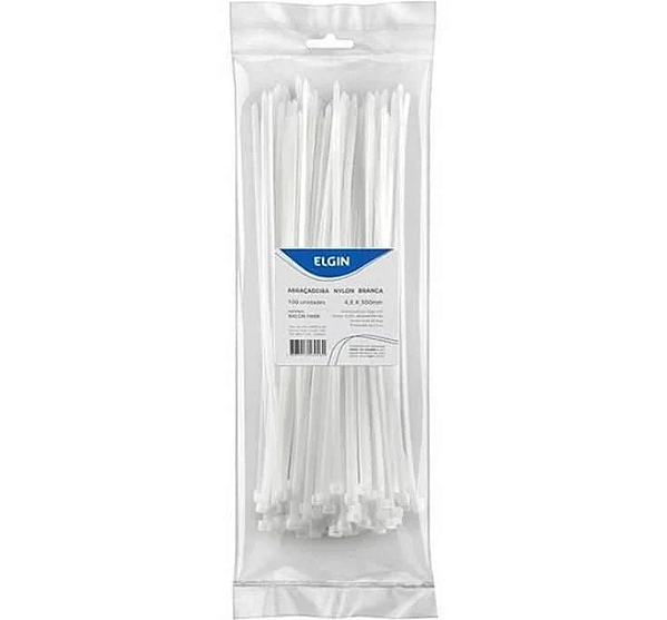 Abraçadeira Nylon PA66 MED Branca 3.6X200 P20 - ELGIN - 46AB36200020