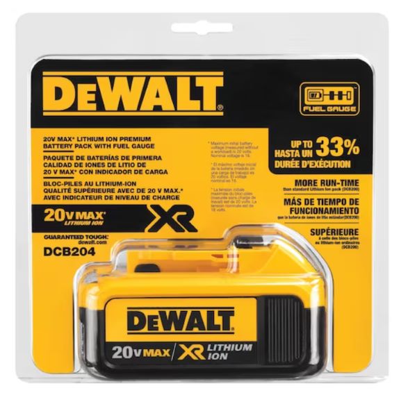 Bateria Ion Lition 20V XR 4.0ah - DCB204-B3 - DEWALT