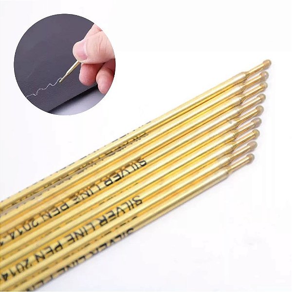 Refil Caneta Para Riscar Couro Prata Marcador Tecido