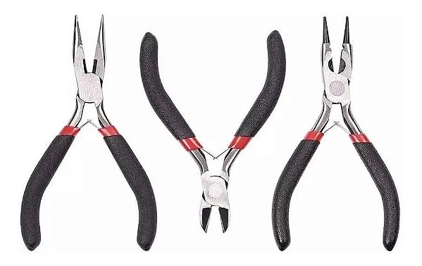Kit 3 Alicates Bijouteria Artesanato Profissional Cabo Resistente