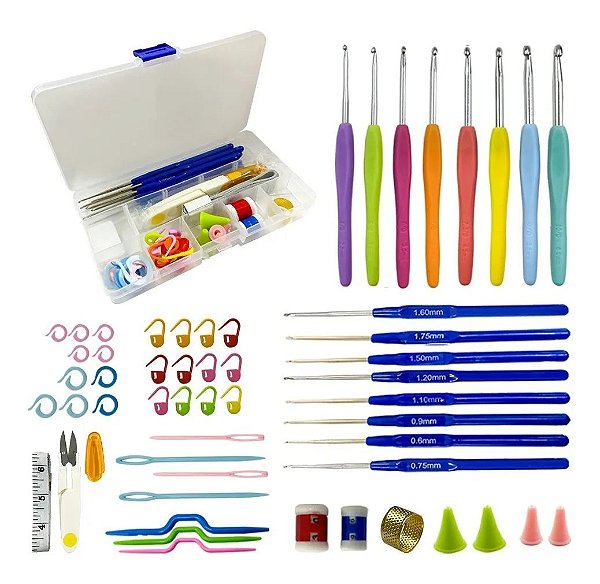 Kit Crochê Completo Para Fazer Amigurumi Agulhas Acessórios